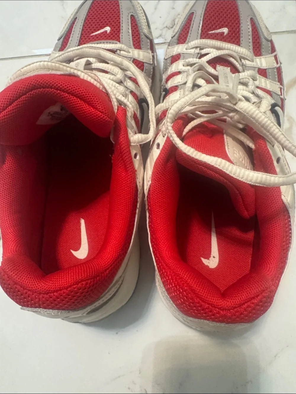 Nike Women’s Red and Cream Retro Mesh Sneakers